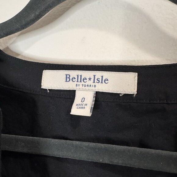 Torrid Belle Isle T-shirt Blouse 0X  XL Puff Sleeve Embroidered Black White Boho - Picture 7 of 12
